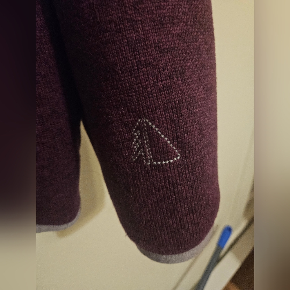 L.L. Bean Women's Plum Pullover Fleece Hoodie with Gray Trim - Picture 2 of 4